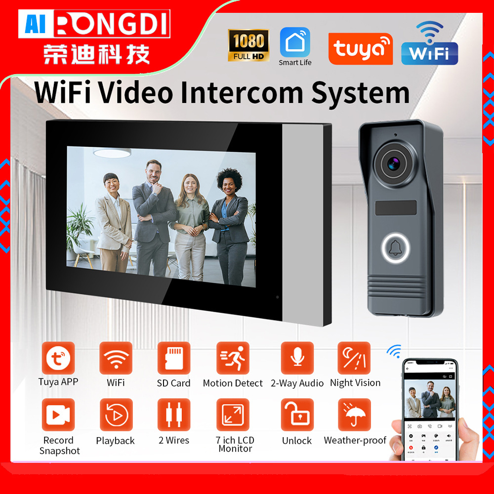 Tuya 7-inch HD Color Video Intercom Access Control Smart WiFi Villa Doorbell Building Intercom…
