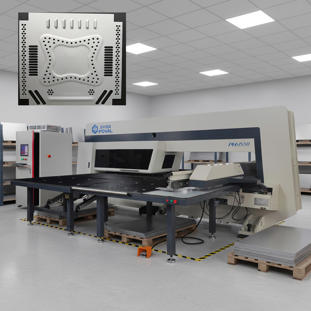 Customizable CNC turret punch press for punching stainless steel and carbon steel plates, professional manufacturer of blinds and electric control cabinets