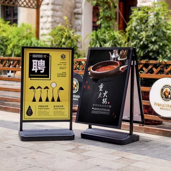 Küləyə davamlı açıq hava reklam lövhəsi, su ilə doldurulan KT lövhəli poster stendi, açıq hava nümayiş lövhəsi, küləyə davamlı KT lövhəli reklam stendi