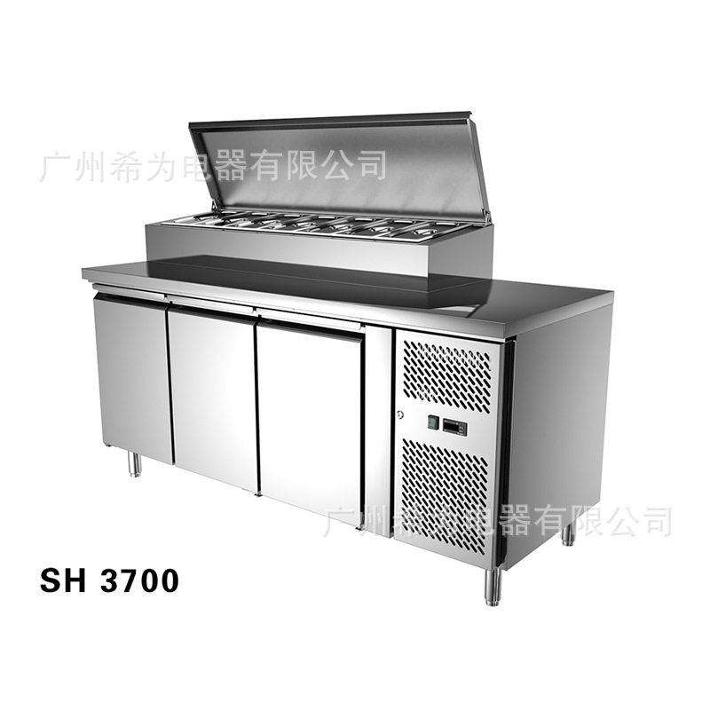 Chef Commercial Countertop Refrigerated Buffet Food Display Sandwich Pizza Preparation Workbench Salad Bar