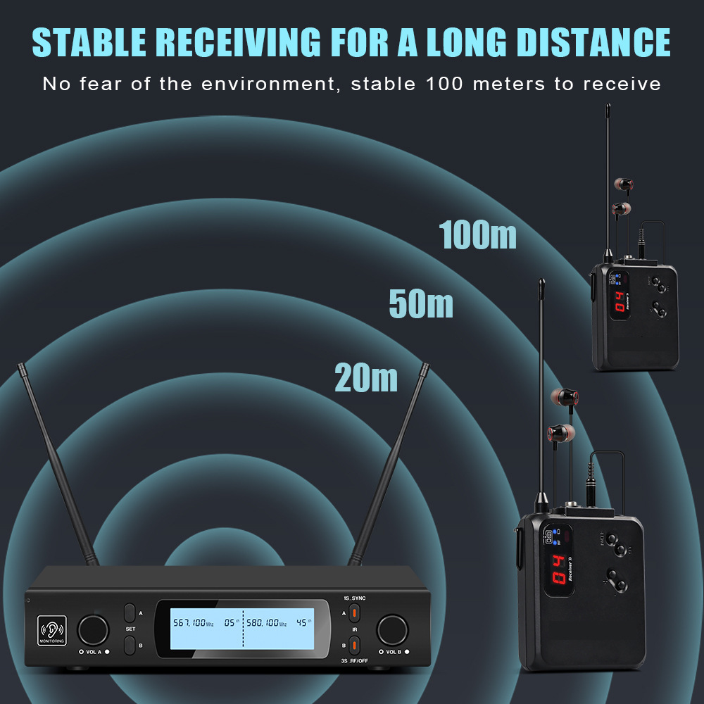 Cross-Border simsiz Ear-Return Monitoring System üçün Singers və Bands to Rehearse və Sing Live Professional Microphone səhnə Performances