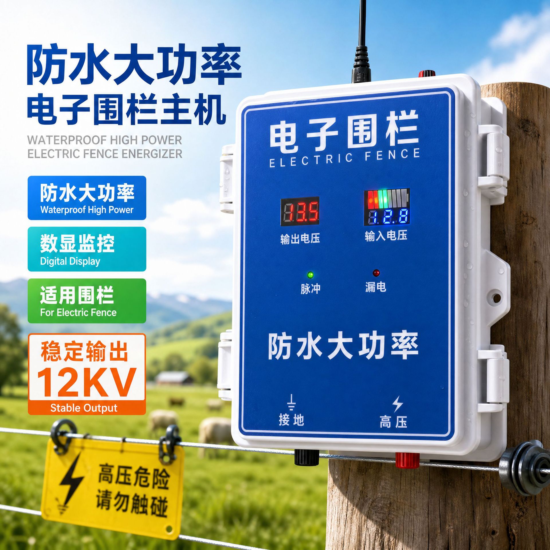 Long-Distance Alarm-Type Electric Fence, Electric Fence for Animal Farming and Pig Farming…