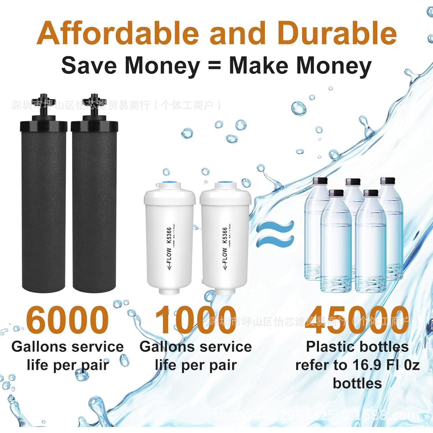 Gravity Filtration System Nsf Certified Water Purifier Filter Replacement for Berkey ® Bb9-2 ® Coconut Shell Activated Carbon