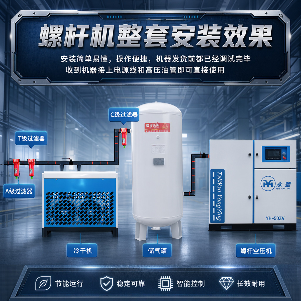 Sənaye tezlikli vintli hava kompressoru 7.5kW320 kVt, tekstil maşınları, mədən sənayesi və avtomobil təmiri üçün yağlı kompressor