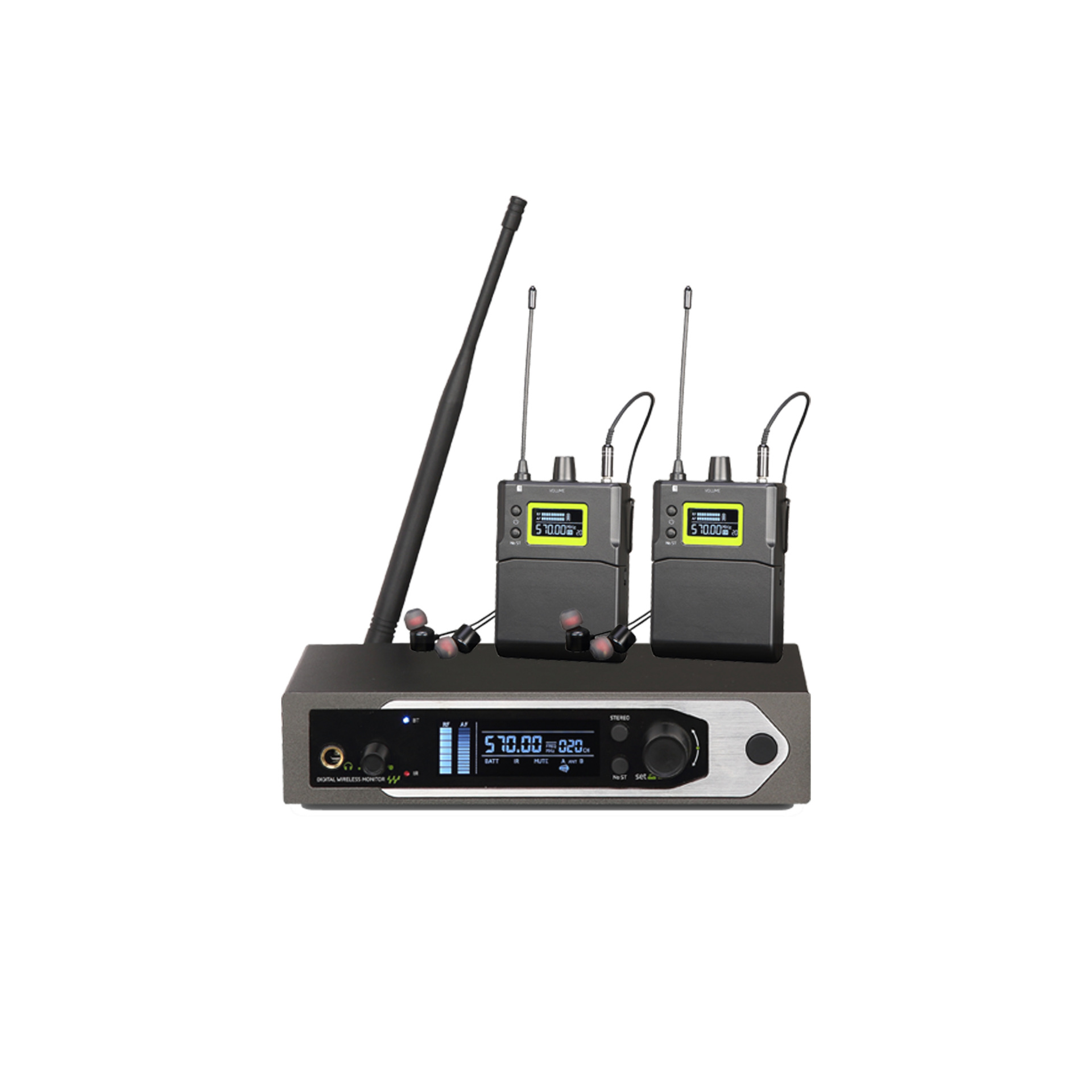 Stereo peşəkar səhnə simsiz qulaqdaxili monitorinq sistemi, musiqi qruplarının çıxış və məşqləri üçün qulaqdaxili monitorinq mikrofonu