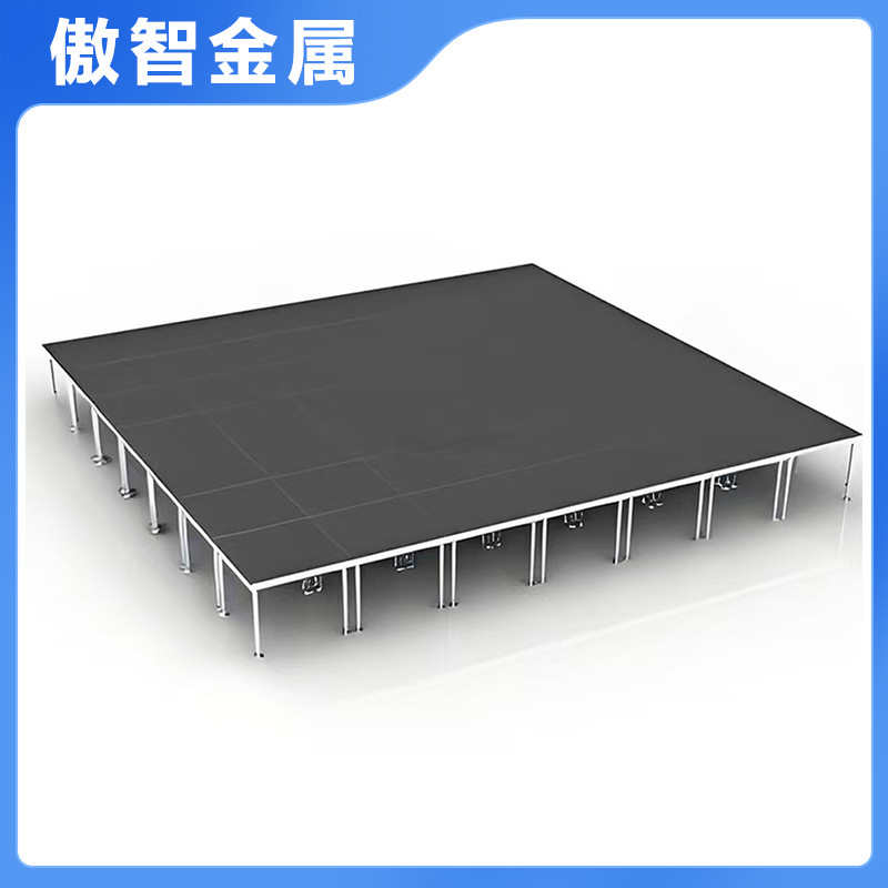 Construction of an outdoor performance stage from aluminum alloy, adjustable stage frame…