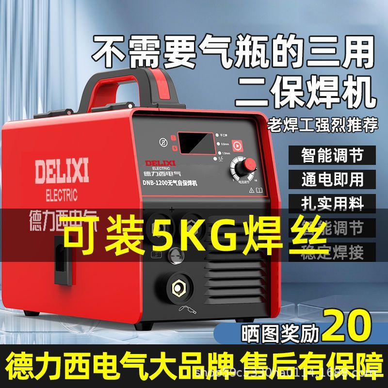 Delixi Household 220V Multifunctional Three-Purpose Welding Machine, Industrial-Grade Gasless Portable Two-Wire Welding Machine